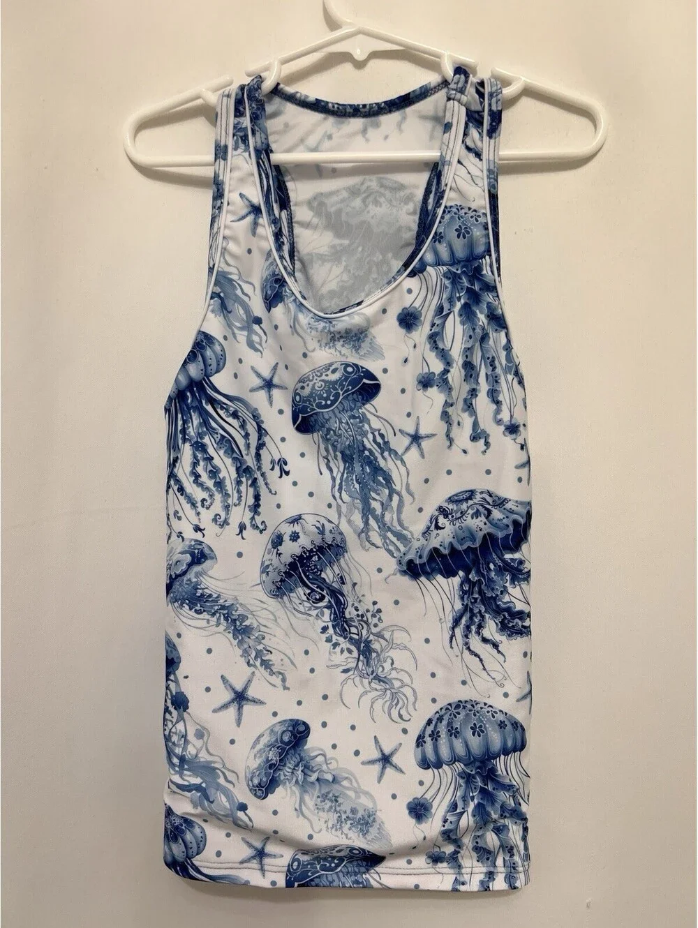 Girls 2-Piece Tankini Swimsuit Blue Jellyfish Racerback Top Swim Shorts New